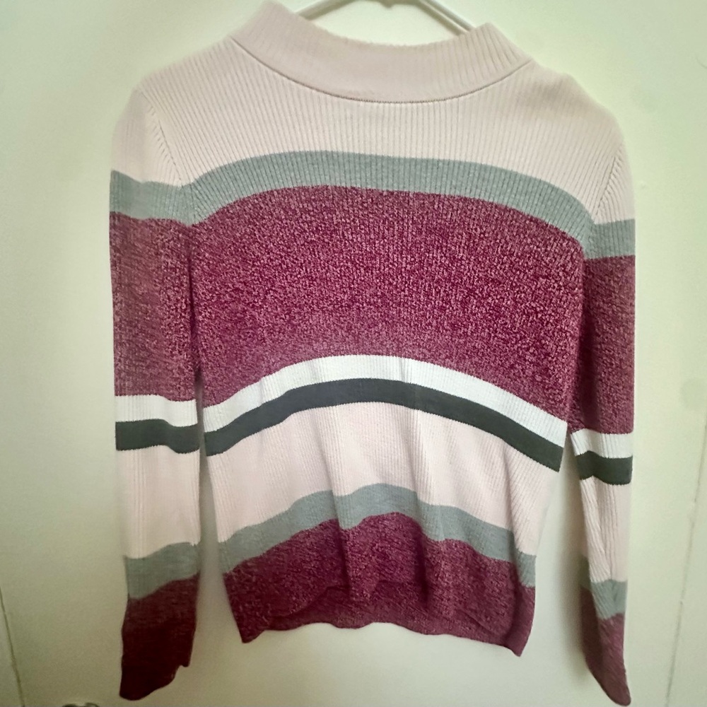 Striped Pink and Gray Women's Sweater